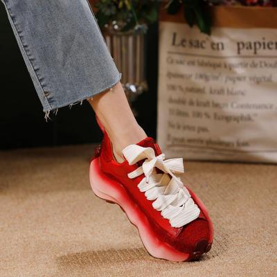 2025 Осень Женские Высококачественные Спортивные Повседневные Ботинки из Коровьей Кожи на Шнуровке