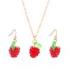 Raspberry Charm Jewelry Set for Women Fashionable Alloy Necklace and Earrings Fruit Theme Accessories for Daily Wear
