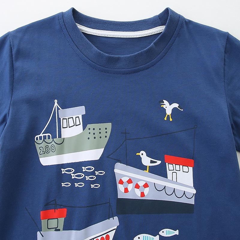 Little maven Baby Boys 2026 Summer New Kids Clothes T Shirts Children's Clothing Toddler Cartoon Ships Shirts 2-7 Years Old