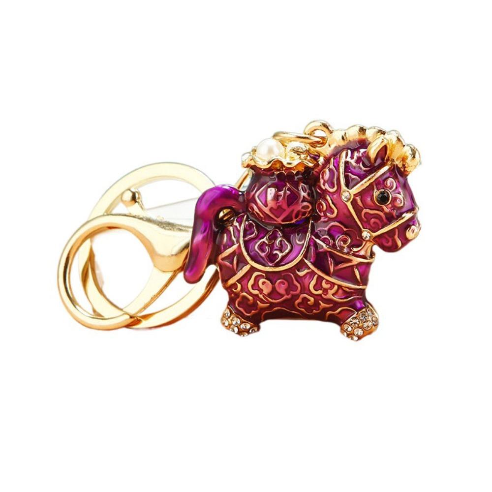 Exquisite Zodiac Horse Pendant Rhinestone New Year Pendant Fashion Horse Year Keychain Ornaments