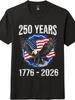 Патриотическая футболка США 250 лет | Дизайн с орлом-белоголовым молнией и флагом | 1776-2026
