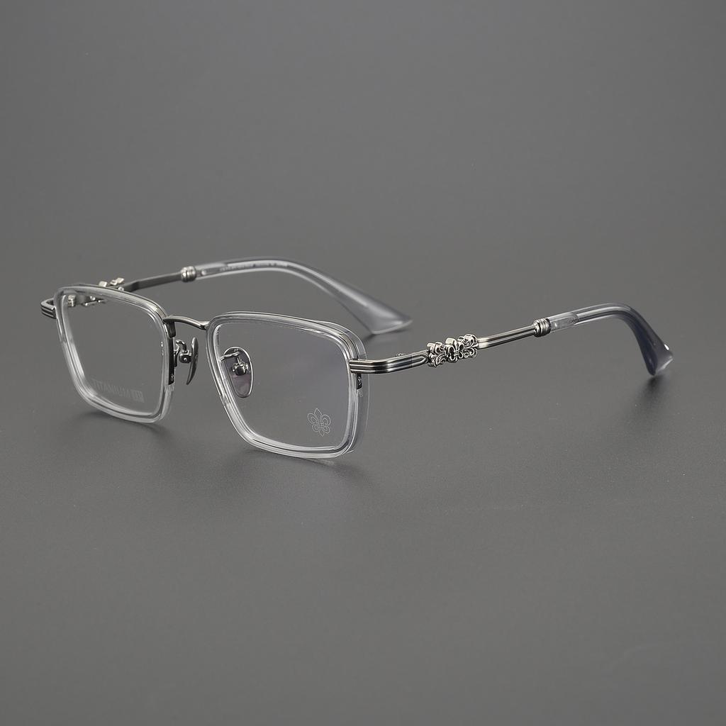 2024 New Fashion Men'S And Women'S Alloy Square Personality Trend Glasses Luxury Brand Designer Optical Prescription Frame