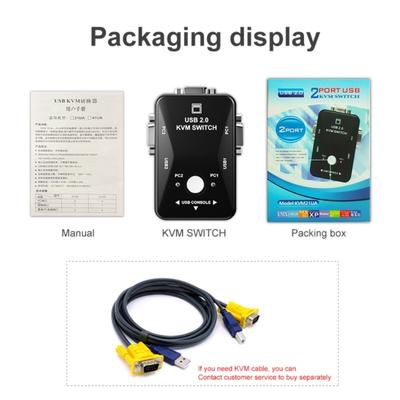 KVM-переключатель USB 2/4 порта высокого разрешения с VGA-выходом 1080P для эффективного управления рабочими пространствами в офисе и для игр