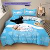 3pcs Blue Cinnamoroll & Bear Ideas Bedding Set - Includes Quilt Cover and Pillowcases, Suitable for All Seasons, Machine Washable - Ideal Gi