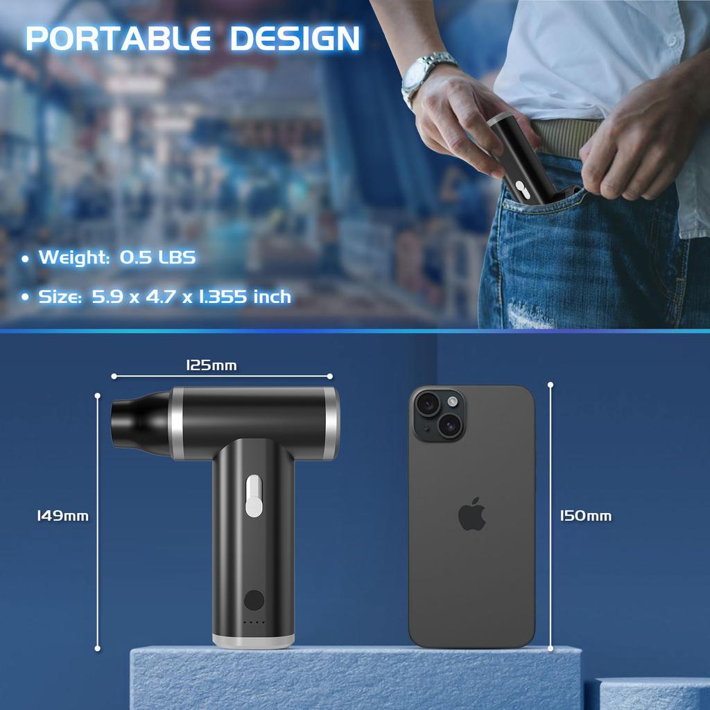 Пылесос 110000 об/мин Портативная щетка-пыльник Бесщеточный двигатель Аккумуляторный воздуходув Ручной воздуходув для пыли Автомобильные пылесосы Воздушный насос