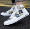 Fashion Street Lace Up Doodle Footwear for Men Tennis Shoes Zapatillas Hombre Men‘s Sneakers High Top Casual Shoes Fashion Skateboard