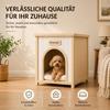 FSC Solid Wooden Dog Cage, Dog Side Table with Cushion, Scandinavian Style Indoor Niche 53x51x60cm
