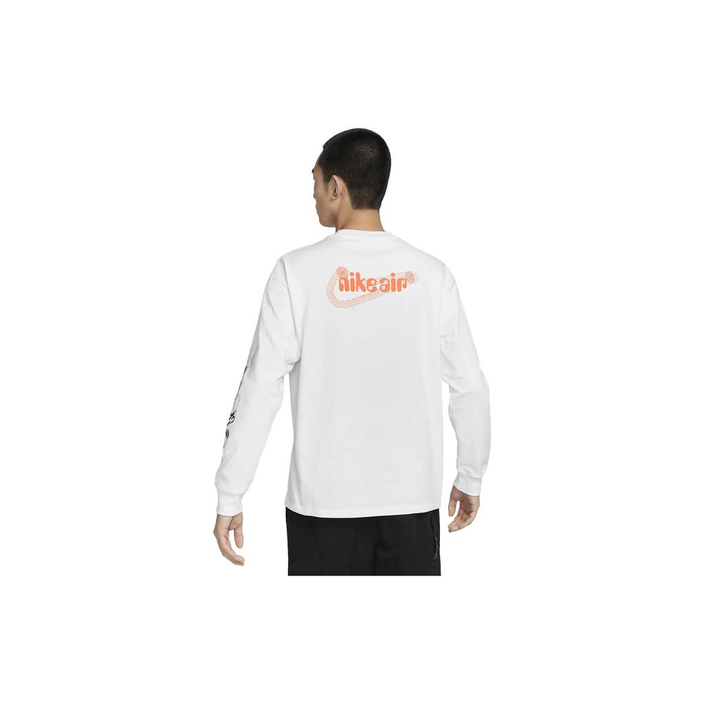 Nike Спортивная одежда Футболка с круглым вырезом и длинным рукавом с логотипом Мужские топы Белые FD9896-100