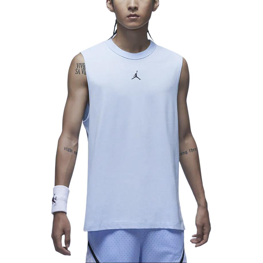 Jordan Спортивный однотонный жилет без рукавов с круглым вырезом Dri-FIT, повседневный, быстросохнущий, мужской, цвет Stone-Blue FN5857441
