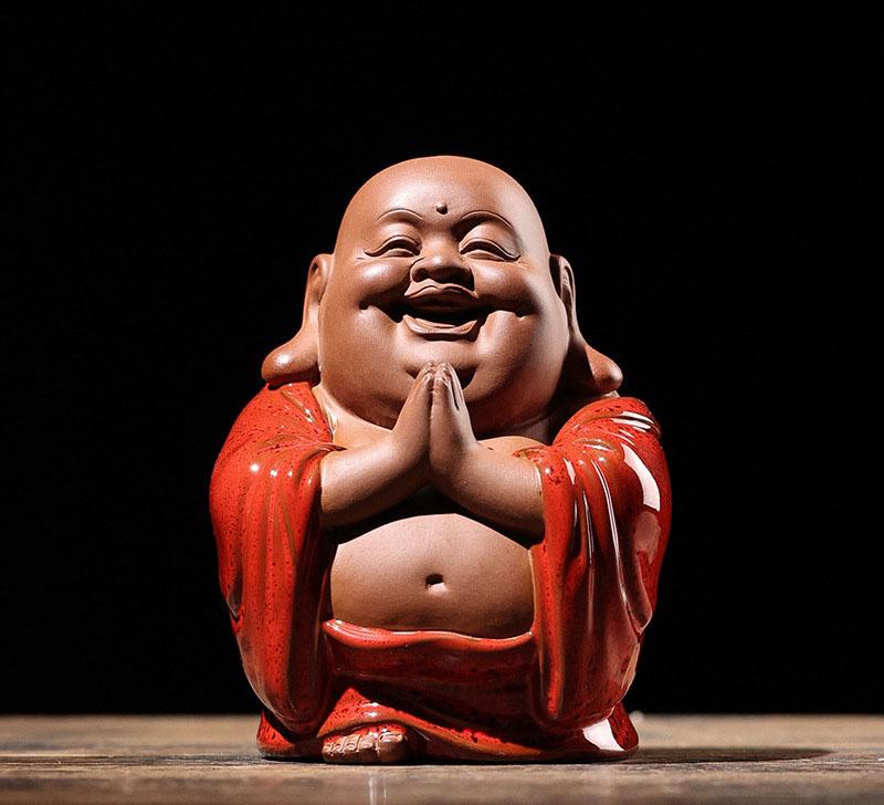 Украшения из фиолетовой глины в китайском стиле дзен в виде Будды Майтрейи, для гостиной, крыльца, автомобиля, чайный сервиз