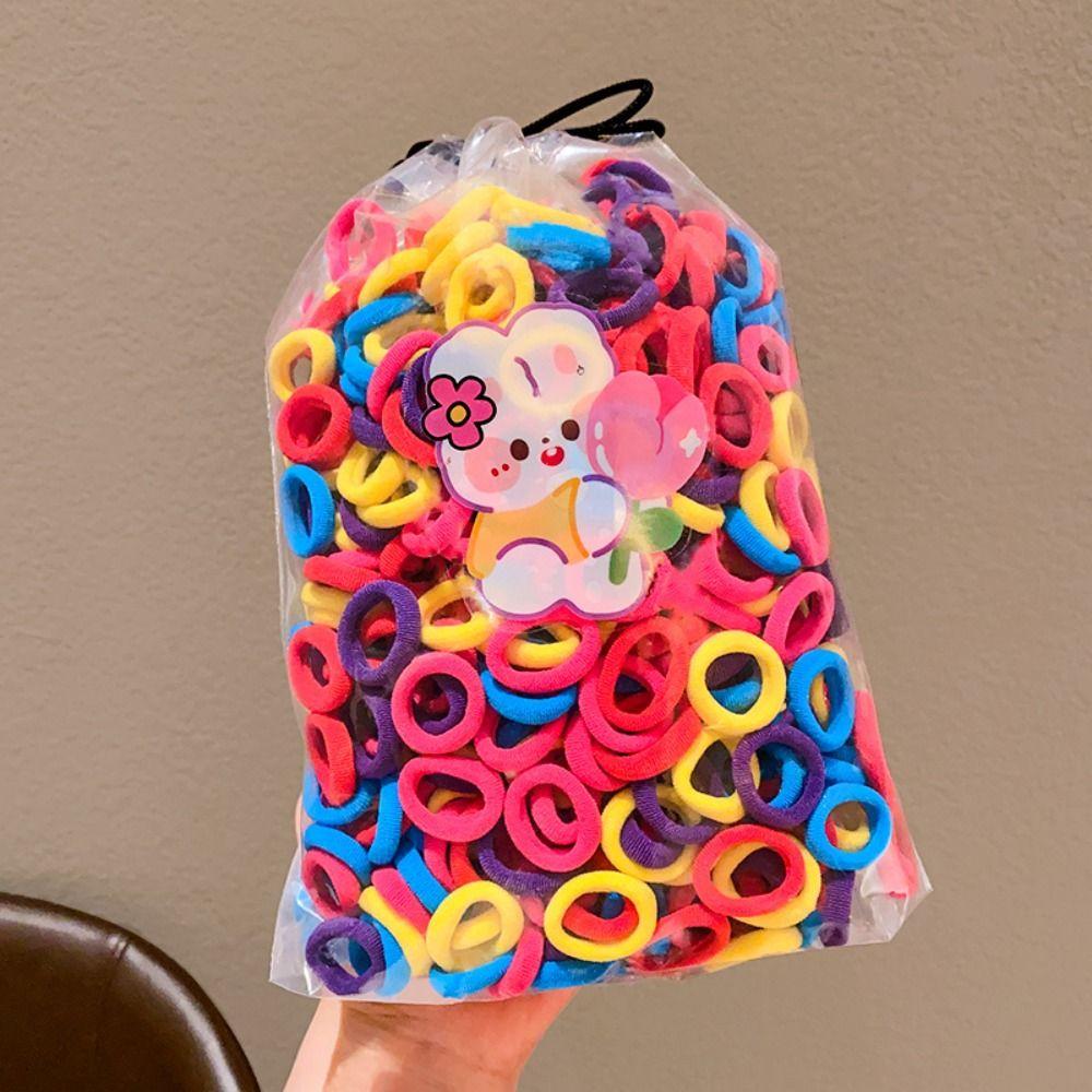 100 шт. Милый детский мини-комплект для волос, коричневый, черный, конфетного цвета, веревка для волос, аксессуар для волос для девочек