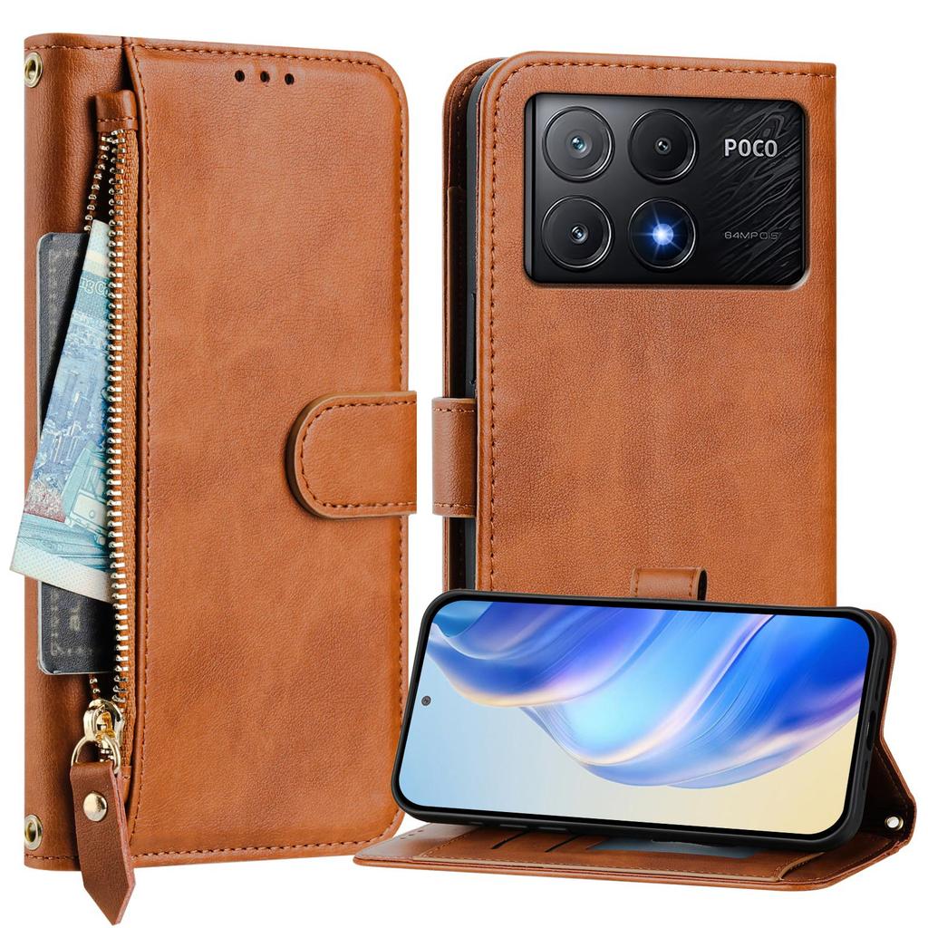 Кошелек-сумка через плечо на молнии с отделениями для карт, кожаный чехол для Xiaomi POCO X7 Pro X6 F7 Ultra, многофункциональная сумка, длинный ремешок, карман, подставка, крышка