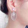 CMM Luxury Unique Feather Long Pendant Earrings Women Bridal Banquet Party Zircon Silvery Jewelry Gift