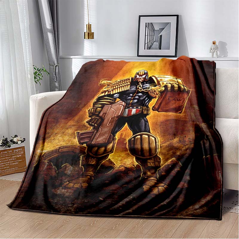 Dredd Judge Helmet Fire Movie Poster Print Soft Flannel Throw Blanket Warm Sofa Couch Bed Home Decor Cover For Action Fans