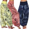 Women Casual Plus Size Print Elastic Waist Straight Loose Haren Long Pants