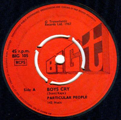 7-дюймовая пластинка PARTICULAR PEOPLE - Boys Cry BIG105 Big T 1967 UK Rock Б/у