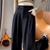 Autumn Winter Lady Snow Warm Pants Girls Classic Fleece High Waist Trousers Women Straight Leg Plush Thermal Casual Pants