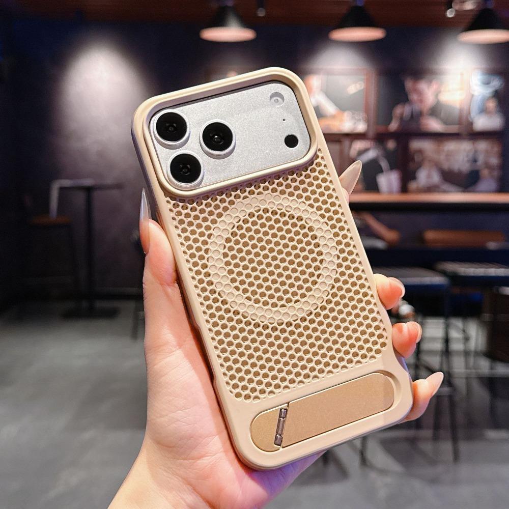 Магнитный чехол-охладитель для телефона для iPhone 17 16 Pro Max Рассеивание тепла Беспроводная зарядка Металлическая подставка Ударопрочный чехол