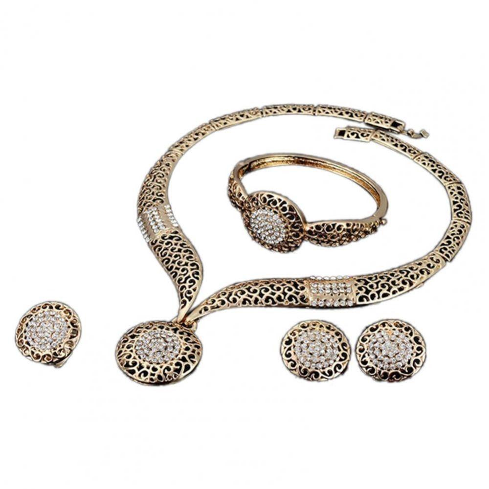 Блестящий женский набор украшений Ретро ожерелья браслеты кольца Наборы изысканные серьги Свадьба Помолвка
