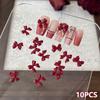 10Pcs Bow Resin Nail Art Decoration Claret 3D Long Ribbon Bowknot Ornament Nail Charm Jewelry Design Kawaii Diy Accessories