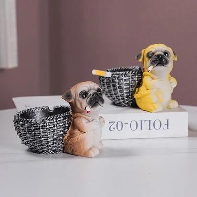 Hot Ashtray Creative Personality Diligent Dog Carrying Basket Ashtray Ornament Home Living Room Office Cute Birthday Gift YUZI