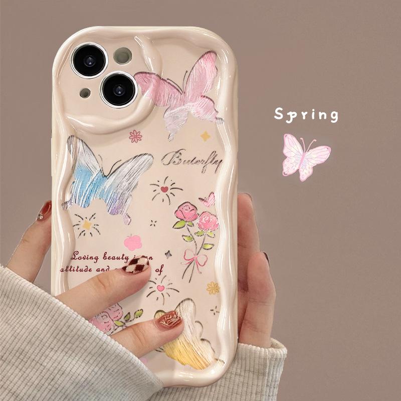 Подходит для чехла для мобильного телефона Apple 15 IPhone 14/13promax Полый Бабочка Роза 11/12 Силиконовый Всесторонний Xr