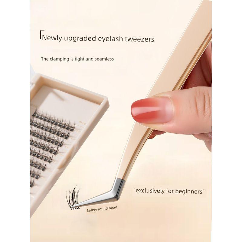 False Eyelash Tweezers, High-Precision Eyelash Grafting Tools, Beginner-Friendly Round-Head Gold Feather Tweezers, Makeup Artist Special B3