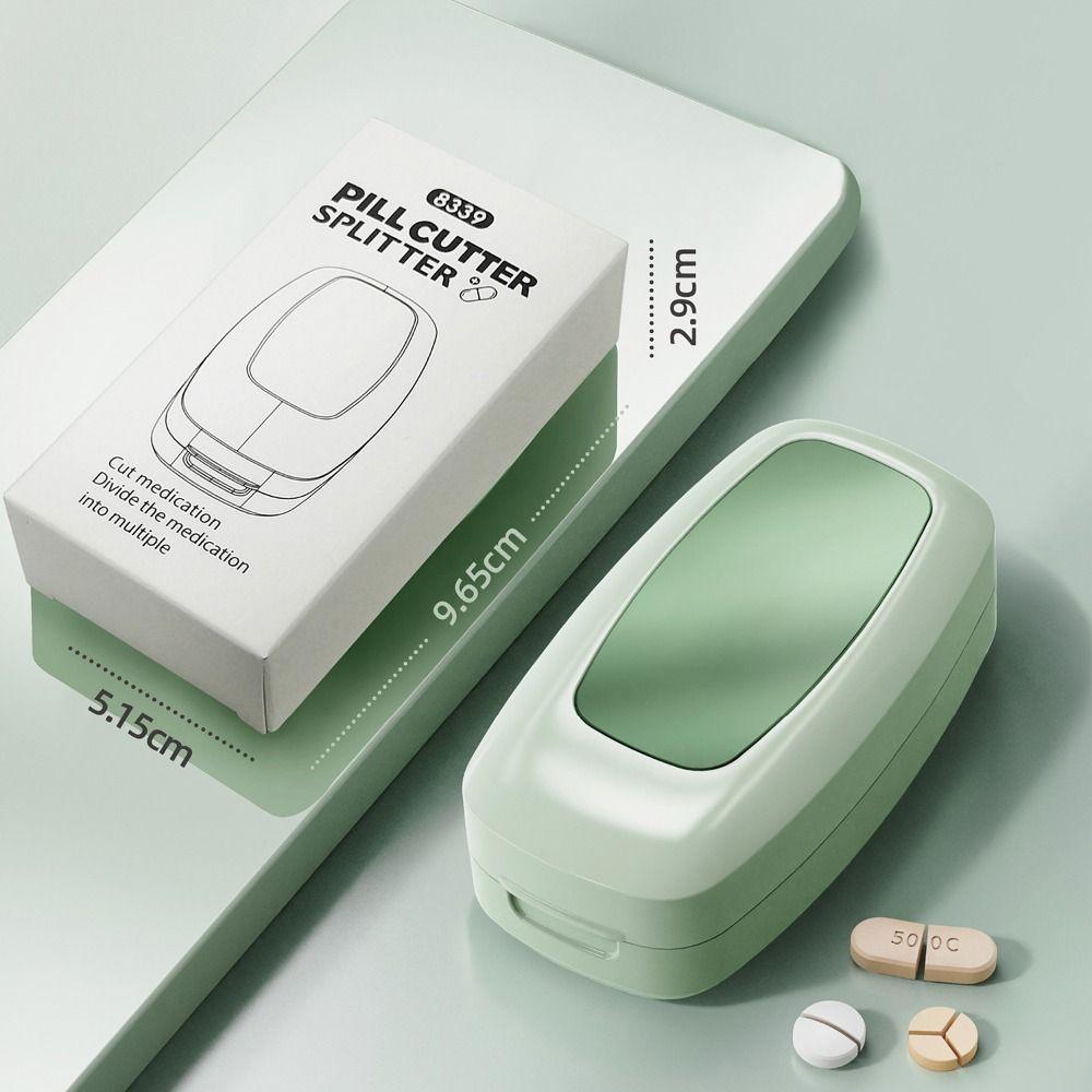 Drug Tablet Pill Divider Storage Box Dustproof Crusher Divider  for Small or Large Pills