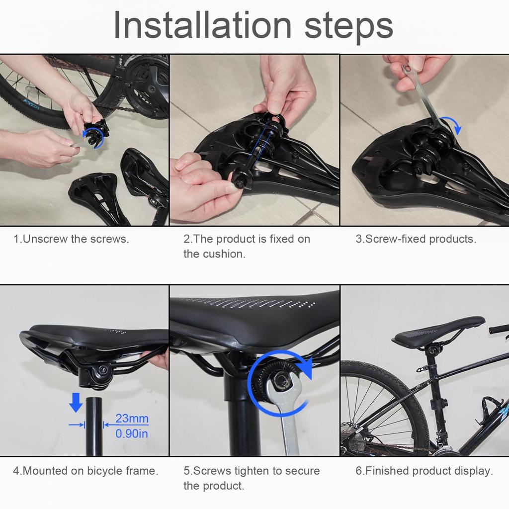 Black 22.2mm Bike Saddle Seat Bolt Seatpost Post Clamp for Most Road Bikes / Mountain Bikes with Wrench Tool, Metal Bicycle Saddle Seat Mount Bracket