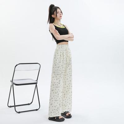 Новые летние свободные повседневные женские брюки с высокой талией и завязками на шнурке, с принтом Hello, для мытья полов