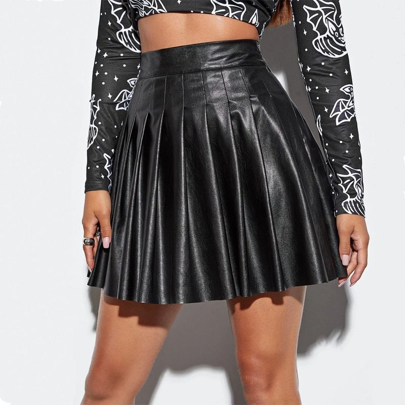 Trendy Pleated Skirt for Women, Cross-Border European and American Style Pu Short Skirt, Sexy Nightclub Style Skirt D14