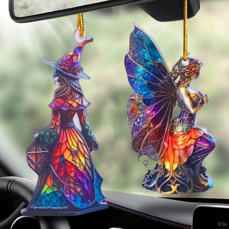 Halloween Witch Car Pendant Rearview Mirror Hanging Decoration Doll DIY Ornaments for Party Haunted House Decorate Props