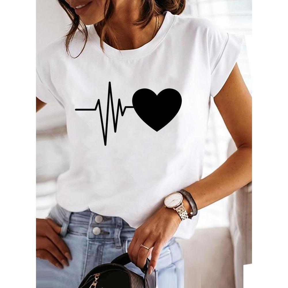 Love Style Trend Cute 90s Short Sleeve Print T Shirt Clothing Tee Women Graphic T-shirt Summer Clothes Fashion Female Top