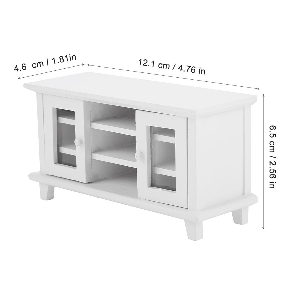1:12 Scale Storage TV Cabinet ature Wooden Furniture Children Gift White