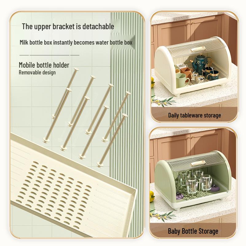 Kitchen Bowl and Cutlery Rack with Dustproof Lid – Storage for Bowls, Plates, Dishes, and Chopsticks