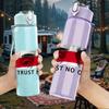 1PC Trust No One Flag Warning Slogan Print 750ml Color Plastic Sports Water Bottle Leakproof Flip Straw Lid Suitable for Sports Office Home Use