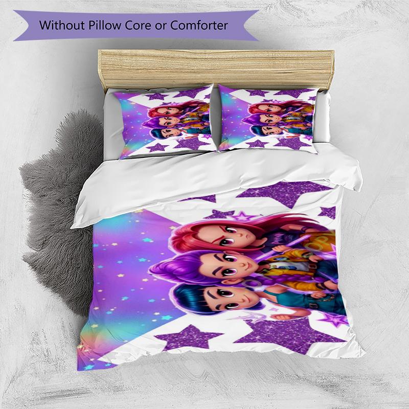 Star Friends Design Bed Bedding Set 1 Duvet Cover + 2 Pillowcases Soft Breathable Household Bed Linens