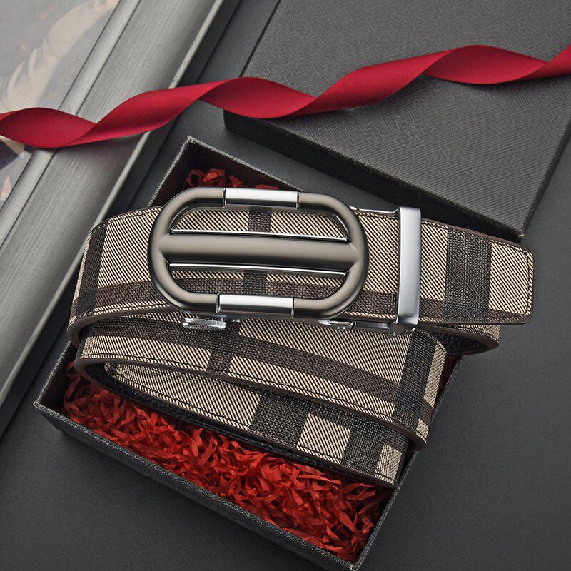 Мужской ремень из коровьей кожи с автоматической пряжкой из полого сплава высшего качества — универсальный и стильный