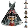 Женское модное сексуальное коктейльное платье без бретелек с рождественским принтом в стиле панк, винтажное платье.