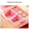 Jewelry Double-layer Grids Box Case Display Heart-shape Mirror Drawer Container Storing Fashionable Collection Gift