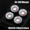 1:64 Scale Model Car Wheels Rims 4pcs 1Set 3D Printed Resin Rims with Rubber Tires for MINI GT Tomica JDM Car Upgrade