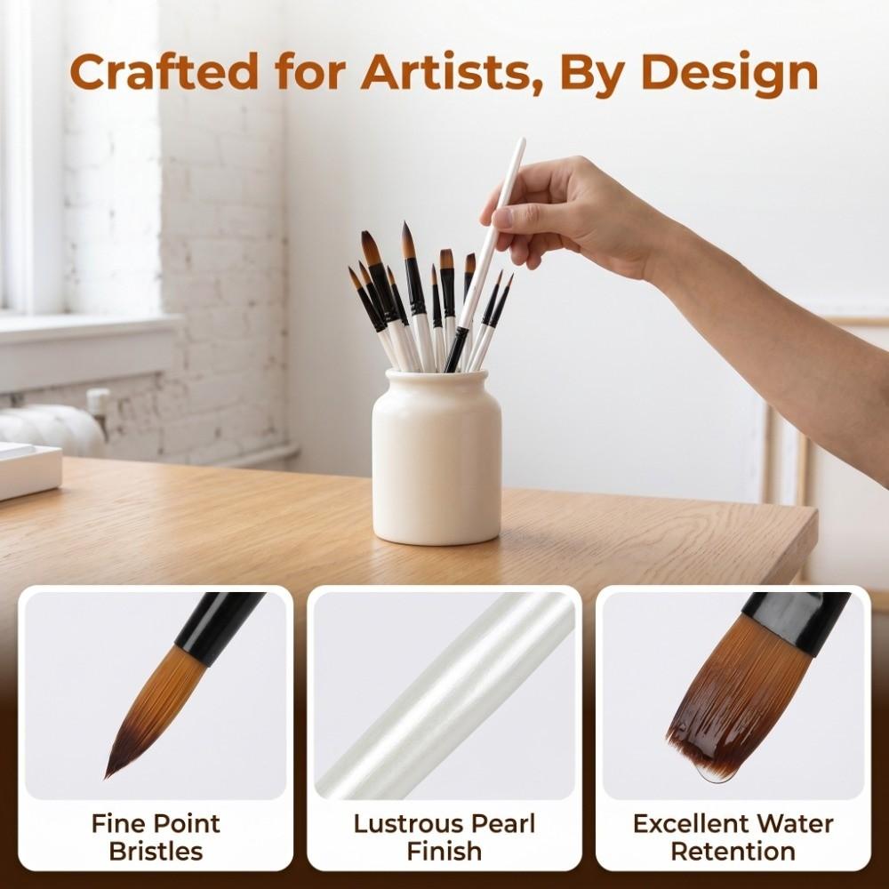 12PCS Pearl White Paintbrushes Painting Tool  Craft Decorative Drawing