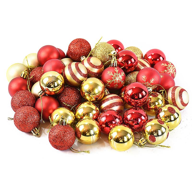 50Pcs/box Red Gold Christmas Balls Ornament Xmas Tree Hanging Pendant 2025 Christmas Decoration for Home 2026 New Year Gifts