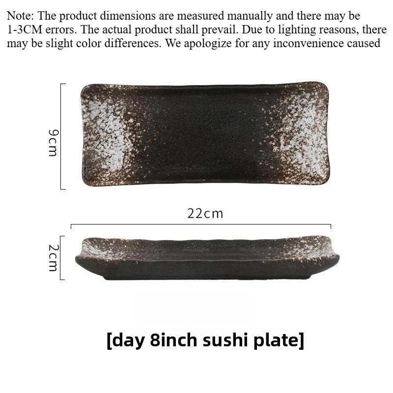 Underglaze Sushi Plates 8 InchSquare Dishes Healthy Microwave-Safe & Easy-Clean Tableware for for Japanese Cuisine and Dessert