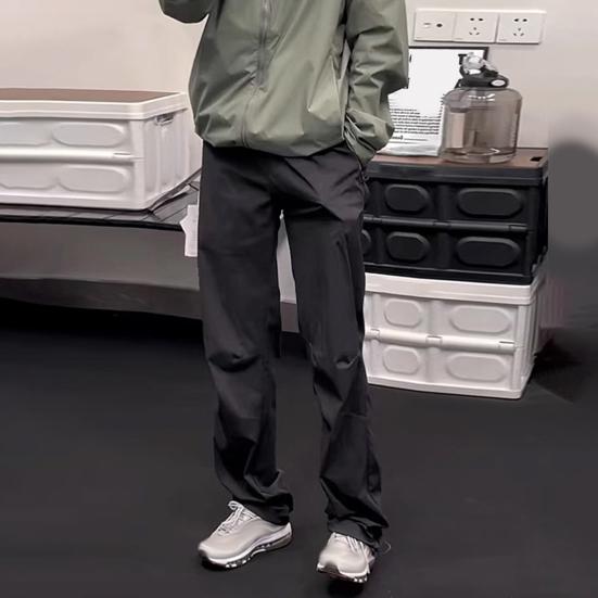 Мужские брюки-карго, тонкие, быстросохнущие, для путешествий и кемпинга, свободные, с завязками на талии, однотонные, с карманами на молнии, длинные брюки