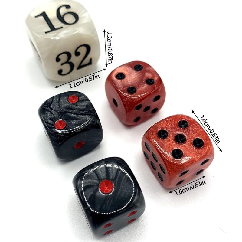 Набор костей для нардов 5 шт. Жемчужные кости 22 мм Большие кубики для удвоения в нардах Плюсы 4 шт. Кости 16 мм с водонепроницаемой сумкой для хранения