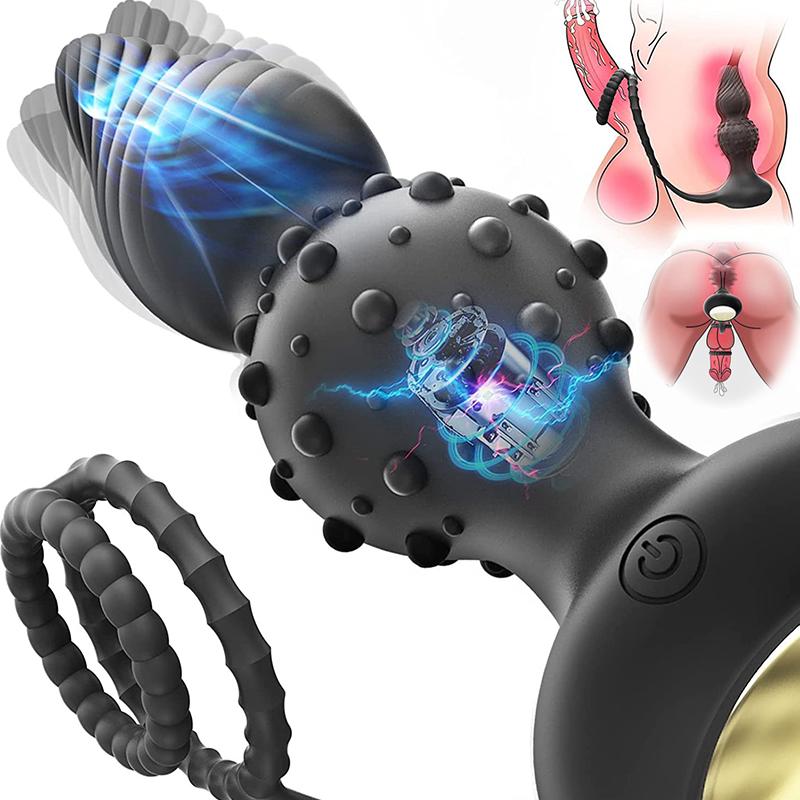 Anal Vibrator for Men Vibrating Penis Ring Delay Anal Sex Toys Male Anal Butt Plug Vibrator Sex Toys