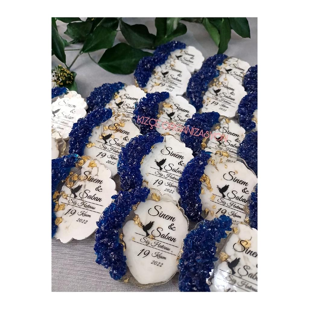 Свадебный подарок на помолвку, эпоксидный магнит с каменными краями (30 штук)