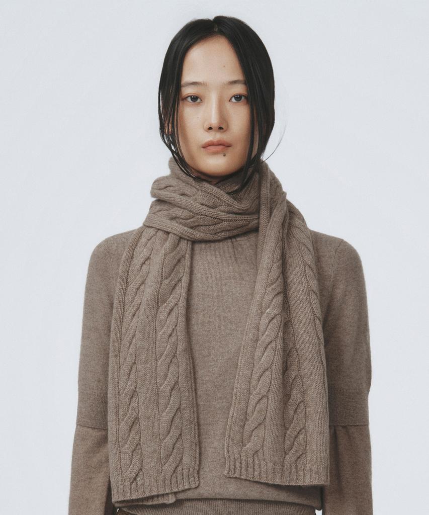 Eleuheuseu 100% Cashmere Cable Long Scarf (Select 1)