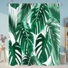 Tropical Green Leaves Plant On White Background Odorless Shower Curtains for Bathroom Showers and Bathtubs Decor with Hooks